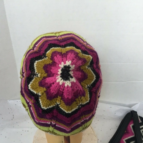 Missoni x Target Signature Chevron Knit Pink Black Green Beanie + Wristlet Set. main image 12
